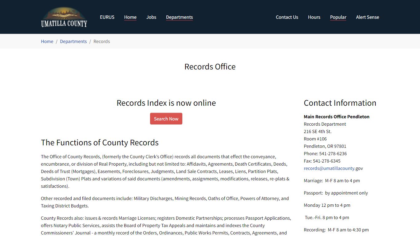 Records - Umatilla County